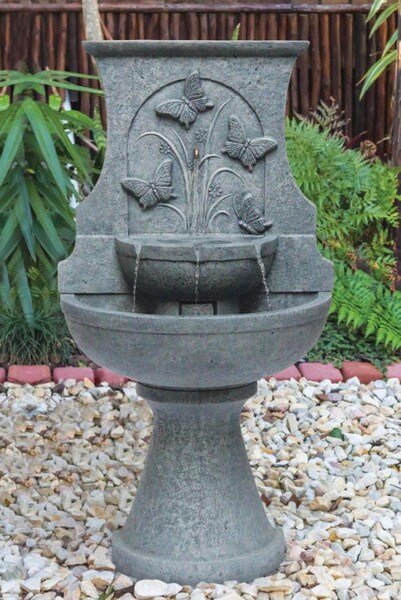 Butterfly Wall Garden Fountain Arched Butterflies Cement Stone Spout